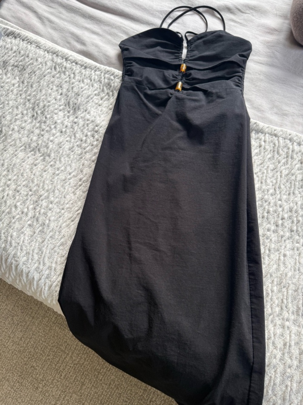 Zara Black Midi Dress with Bead Detail